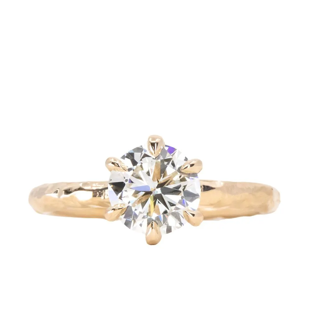 1.36ct Vintage Brilliant GIA Diamond Six Prong Evergreen Solitaire in 14k Yellow Gold