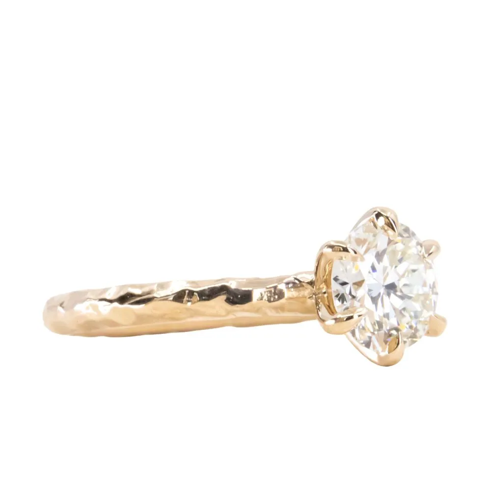 1.36ct Vintage Brilliant GIA Diamond Six Prong Evergreen Solitaire in 14k Yellow Gold