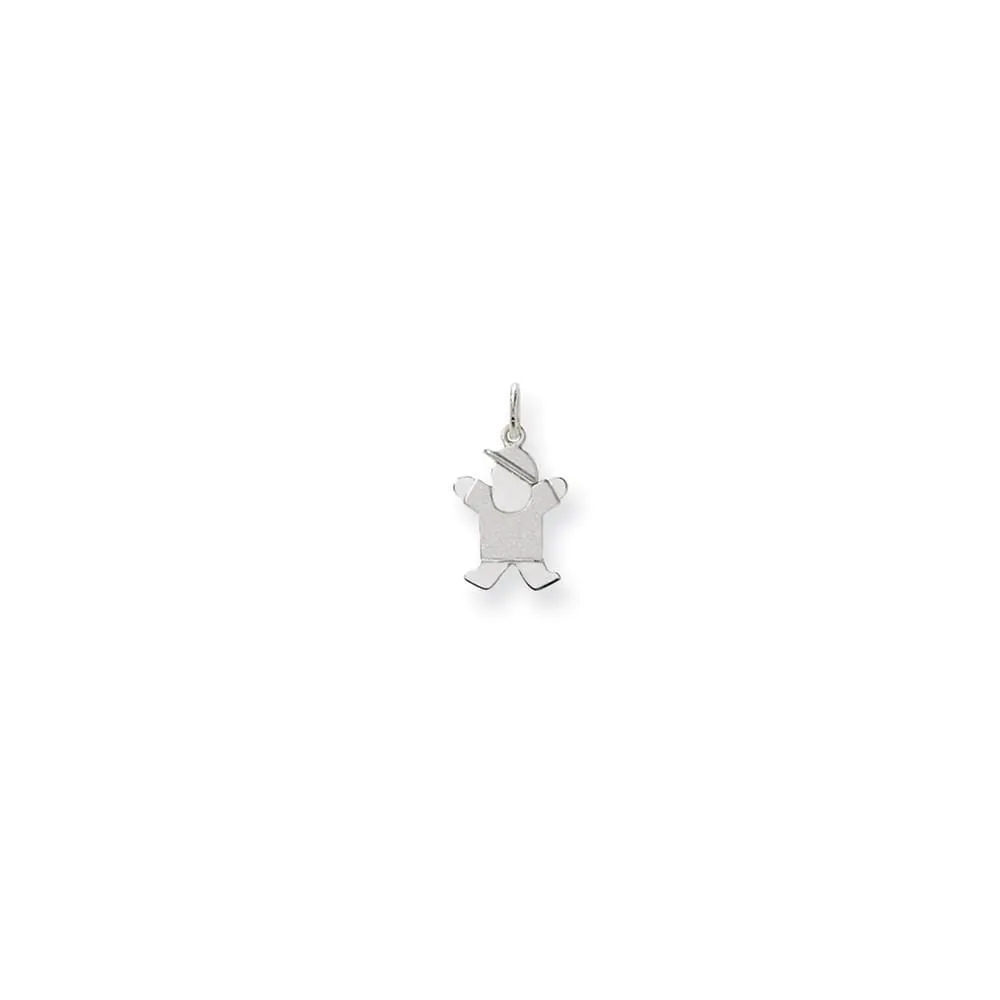 14k White Gold Mini Boy With Hat Joy Charm