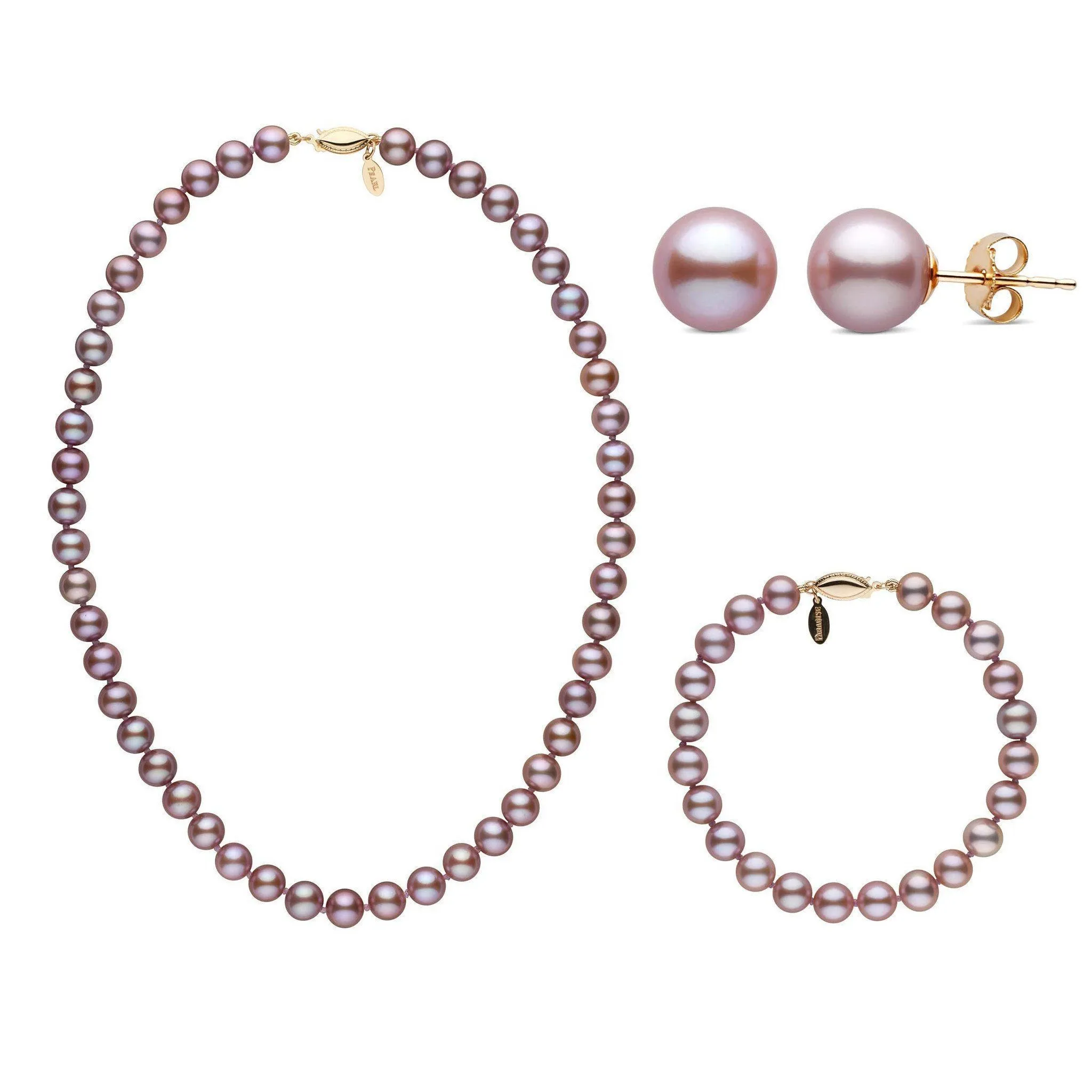 16 Inch 3 Piece 7.5-8.0 mm Lavender Freshadama Freshwater Pearl Set