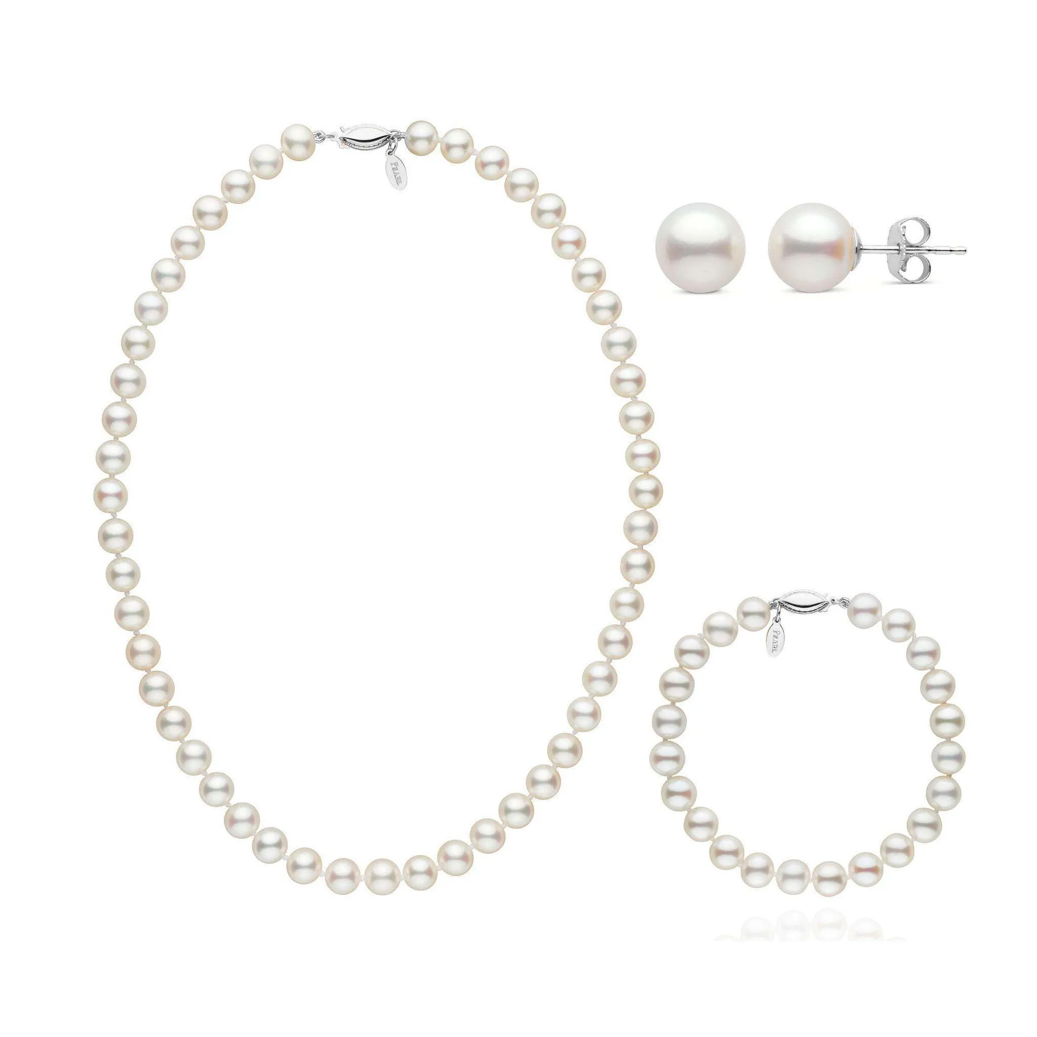 16 Inch 3 Piece 7.5-8.0 mm White Freshadama Freshwater Pearl Set