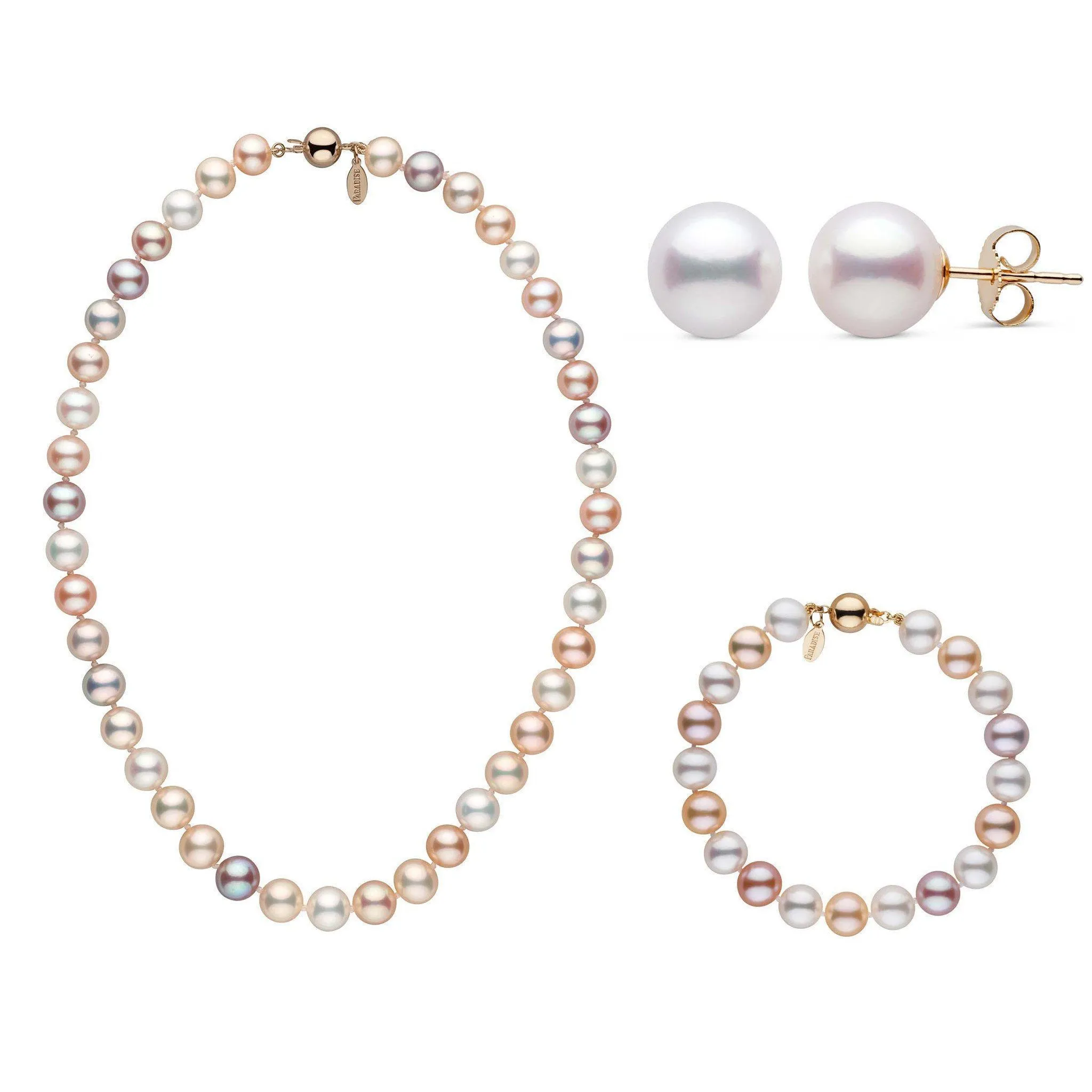 16 Inch 3 Piece 8.5-9.0 mm Freshadama Multicolor Freshwater Pearl Set