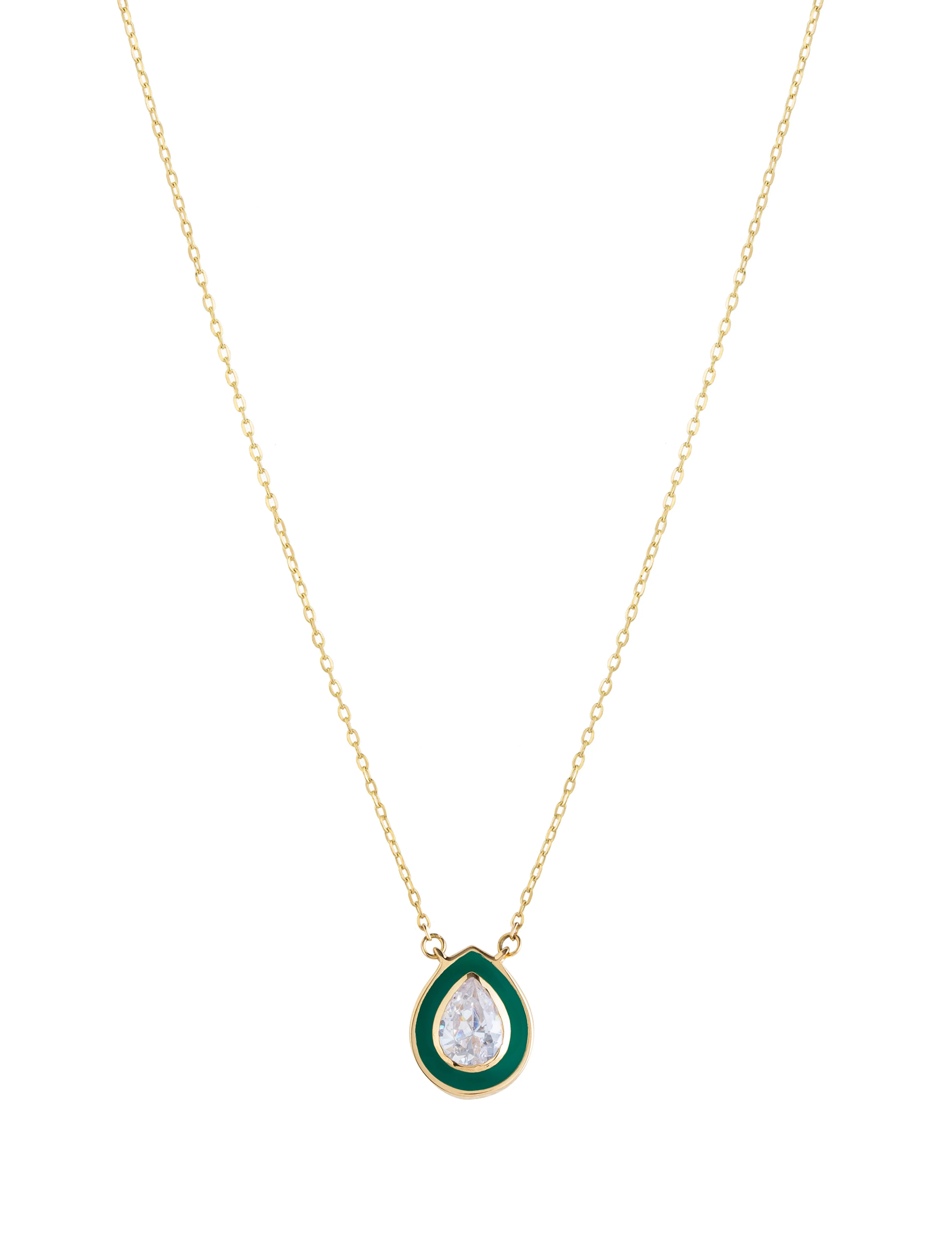 18K Gold Enchanted Teardrop Enamel Necklace