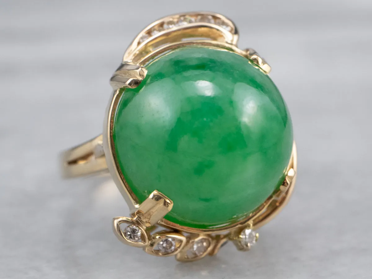 18K Gold Jade and Diamond Cocktail Ring