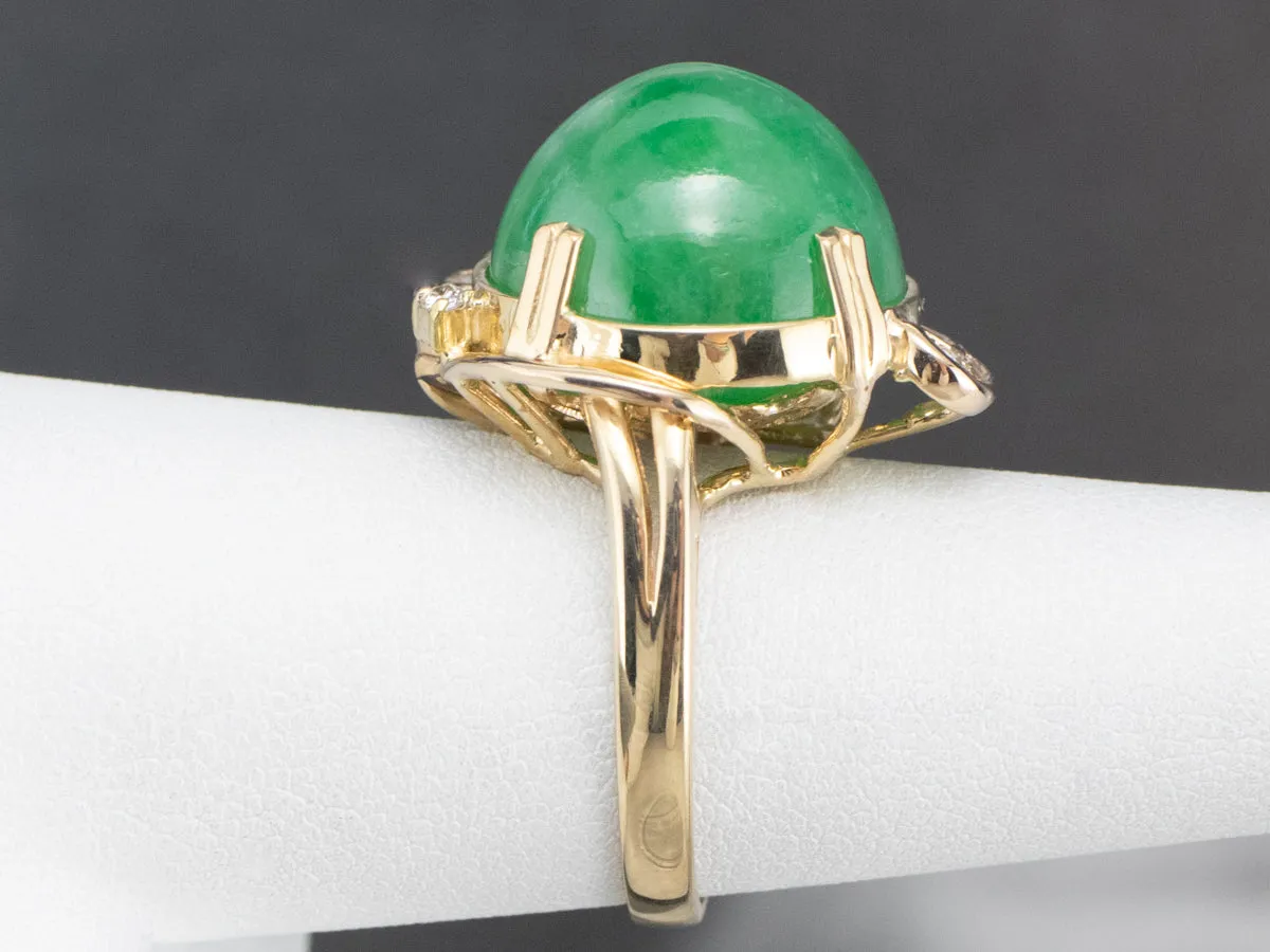 18K Gold Jade and Diamond Cocktail Ring