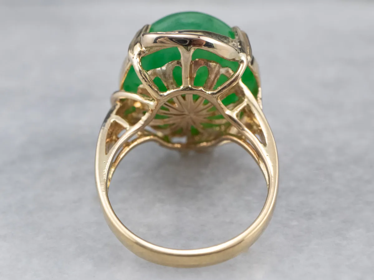 18K Gold Jade and Diamond Cocktail Ring