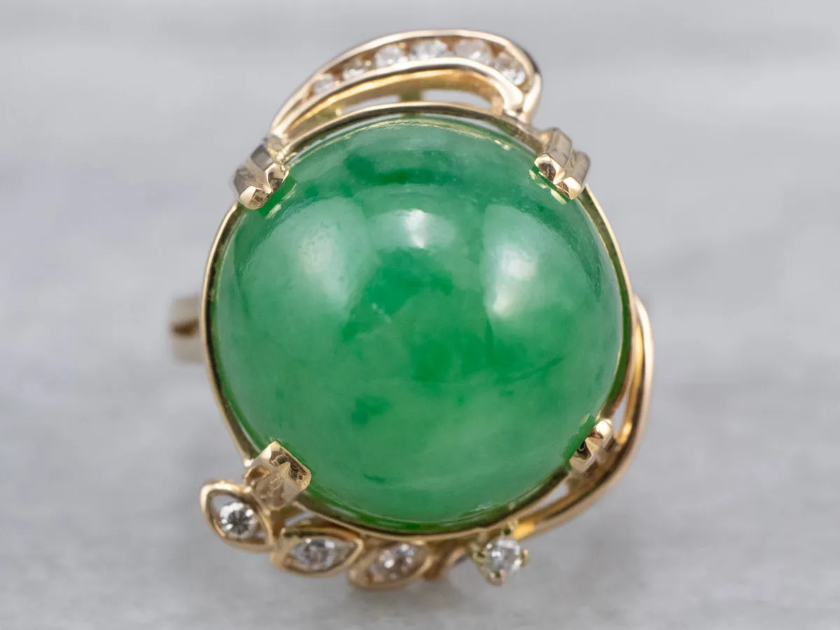 18K Gold Jade and Diamond Cocktail Ring