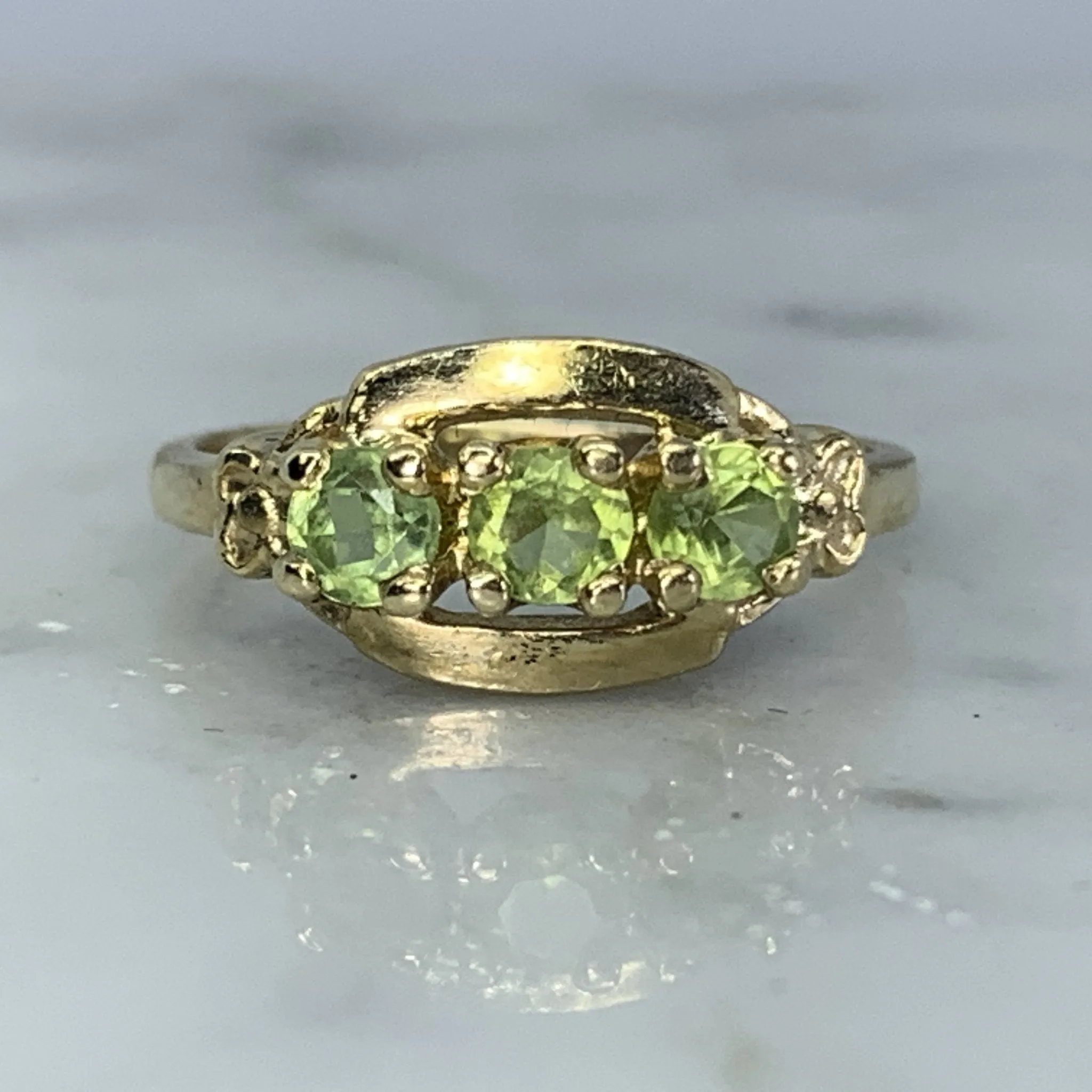 1960s Peridot Ring in a 14k Yellow Gold Setting.  August Birthstone. 16th Anniversary Gift. Estate Jewelry.