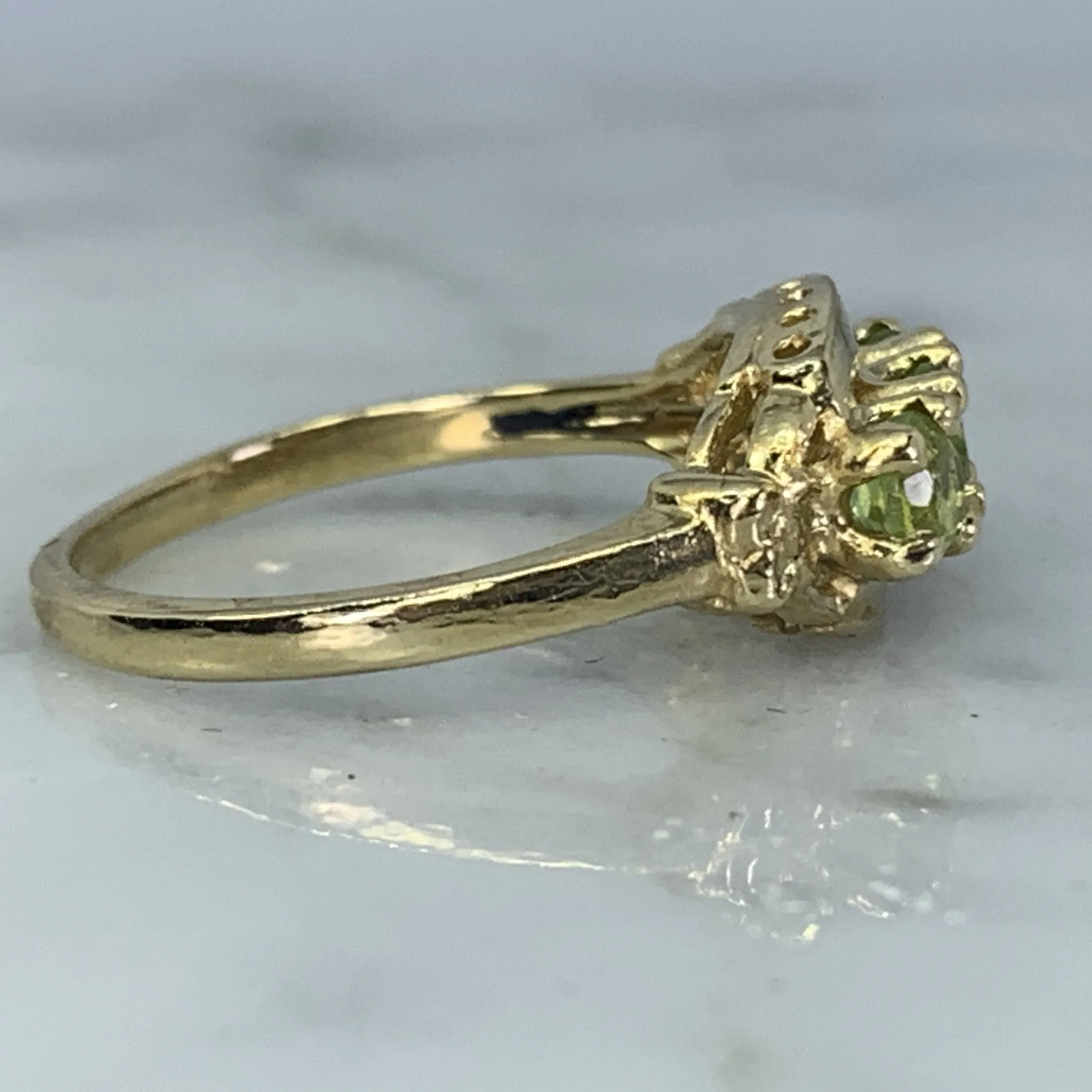 1960s Peridot Ring in a 14k Yellow Gold Setting.  August Birthstone. 16th Anniversary Gift. Estate Jewelry.