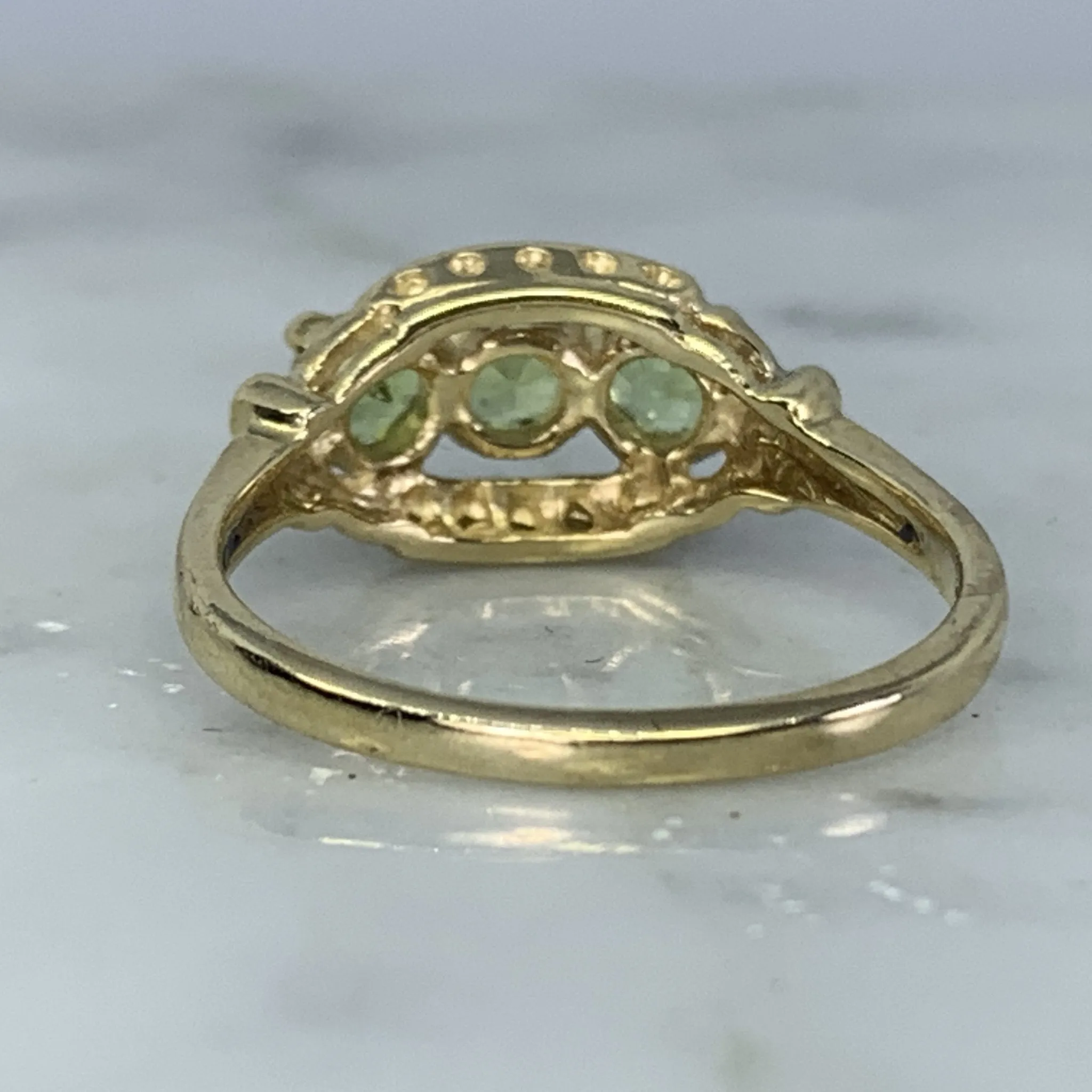 1960s Peridot Ring in a 14k Yellow Gold Setting.  August Birthstone. 16th Anniversary Gift. Estate Jewelry.