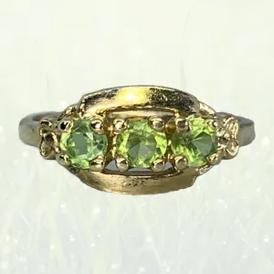 1960s Peridot Ring in a 14k Yellow Gold Setting.  August Birthstone. 16th Anniversary Gift. Estate Jewelry.