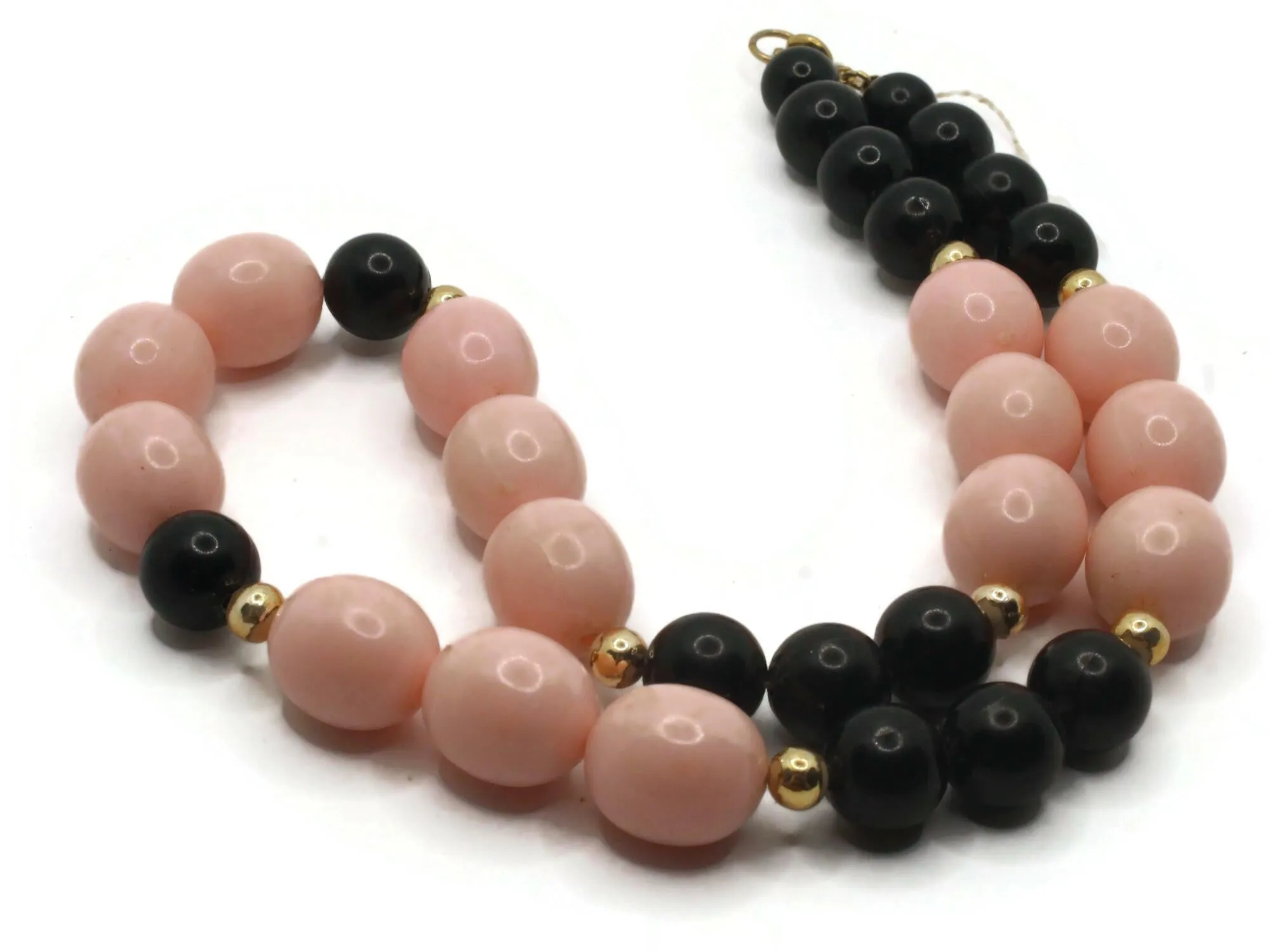 20 Inch Vintage Pink and Black Beaded Necklace