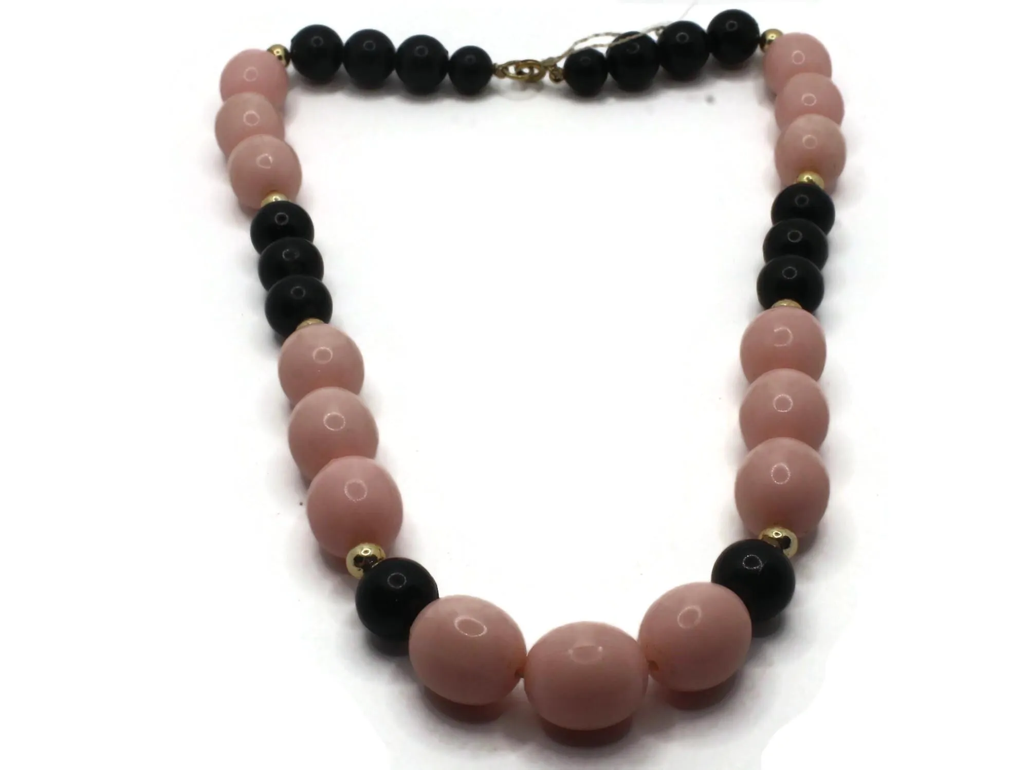 20 Inch Vintage Pink and Black Beaded Necklace