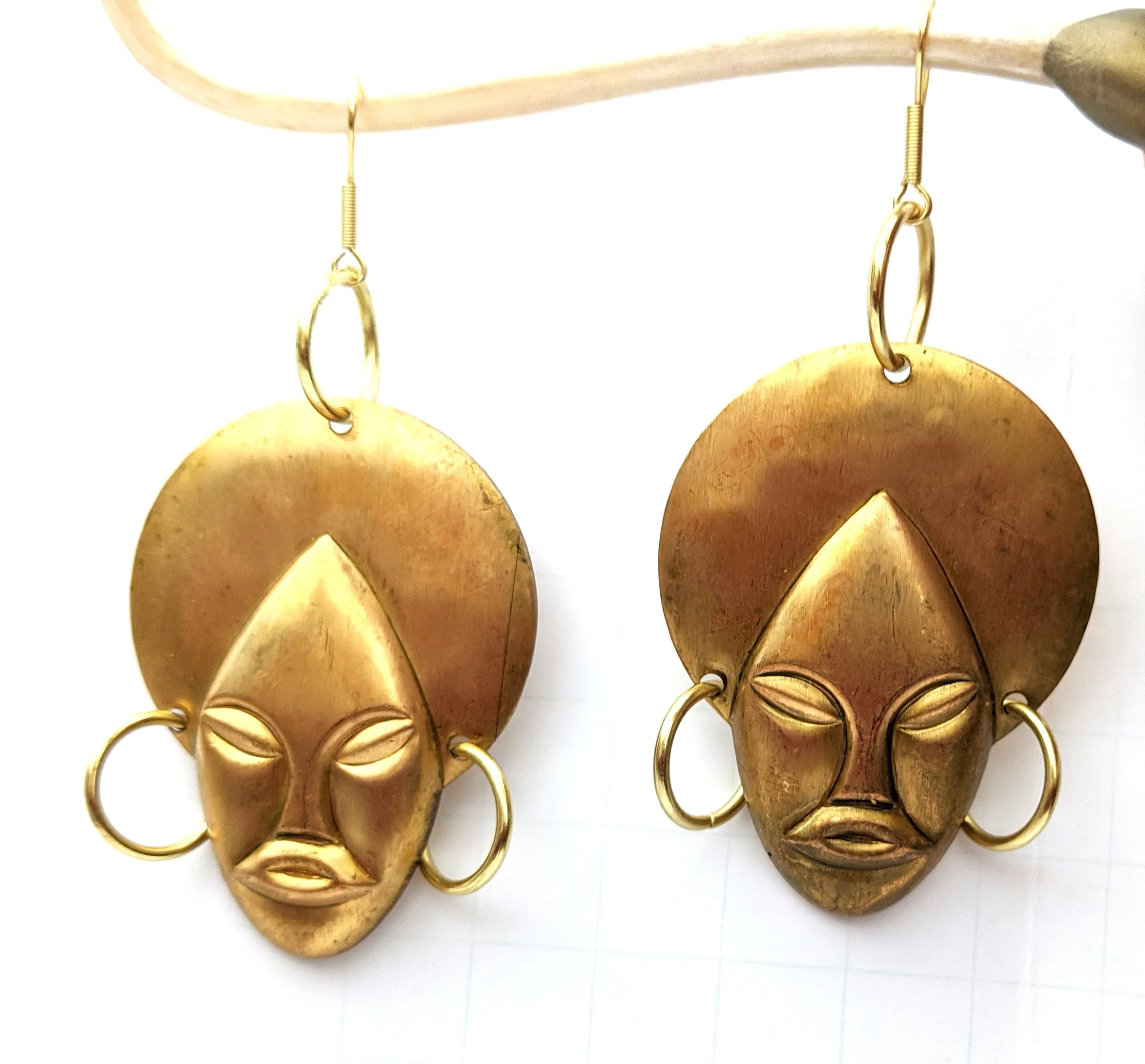 24k Gold Plated Brass Genie African Earrings USA Sugar Gay Isber gift bag XL