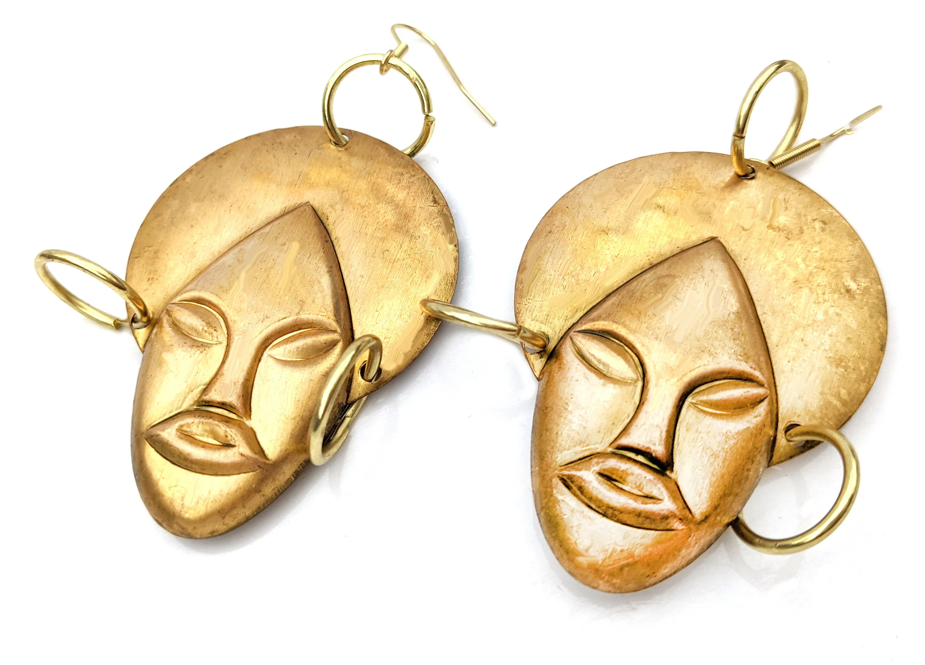 24k Gold Plated Brass Genie African Earrings USA Sugar Gay Isber gift bag XL