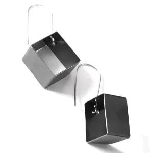 3D Diamonds Oxidized Sterling Silver Earrings 3DDE002 by Votive Designs Jewelry