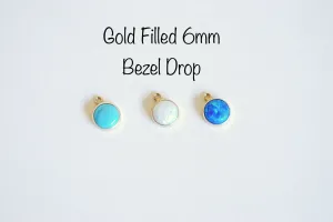 6mm Gold Filled White Bello Opal Blue Bello Opal and Turquoise Bezel Drop Charm Permanent Jewelry Wholesale Findings Bulk