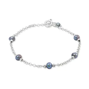 925 Silver Black Pearl Bracelet - June Birthstone Gift