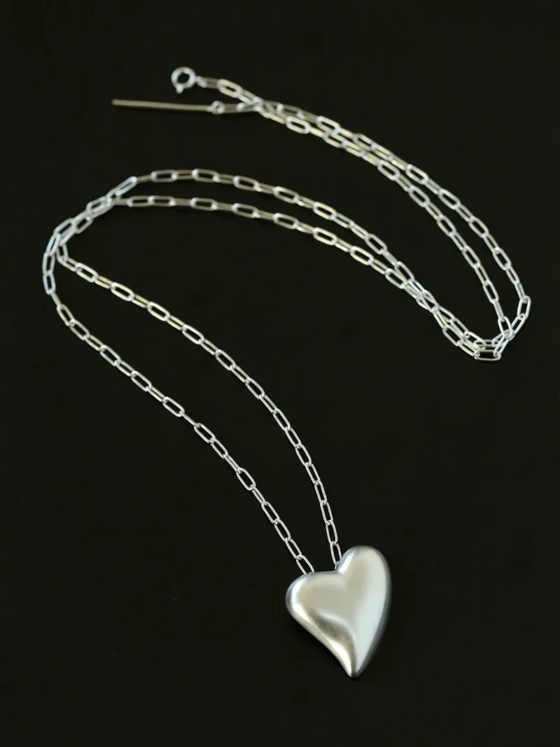 925 Sterling Silver Frosted Love Necklaces