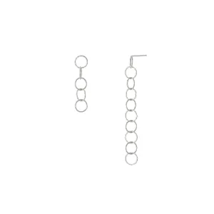 925 Sterling Silver Ring Chain Mis Match Drop Dangle Earring