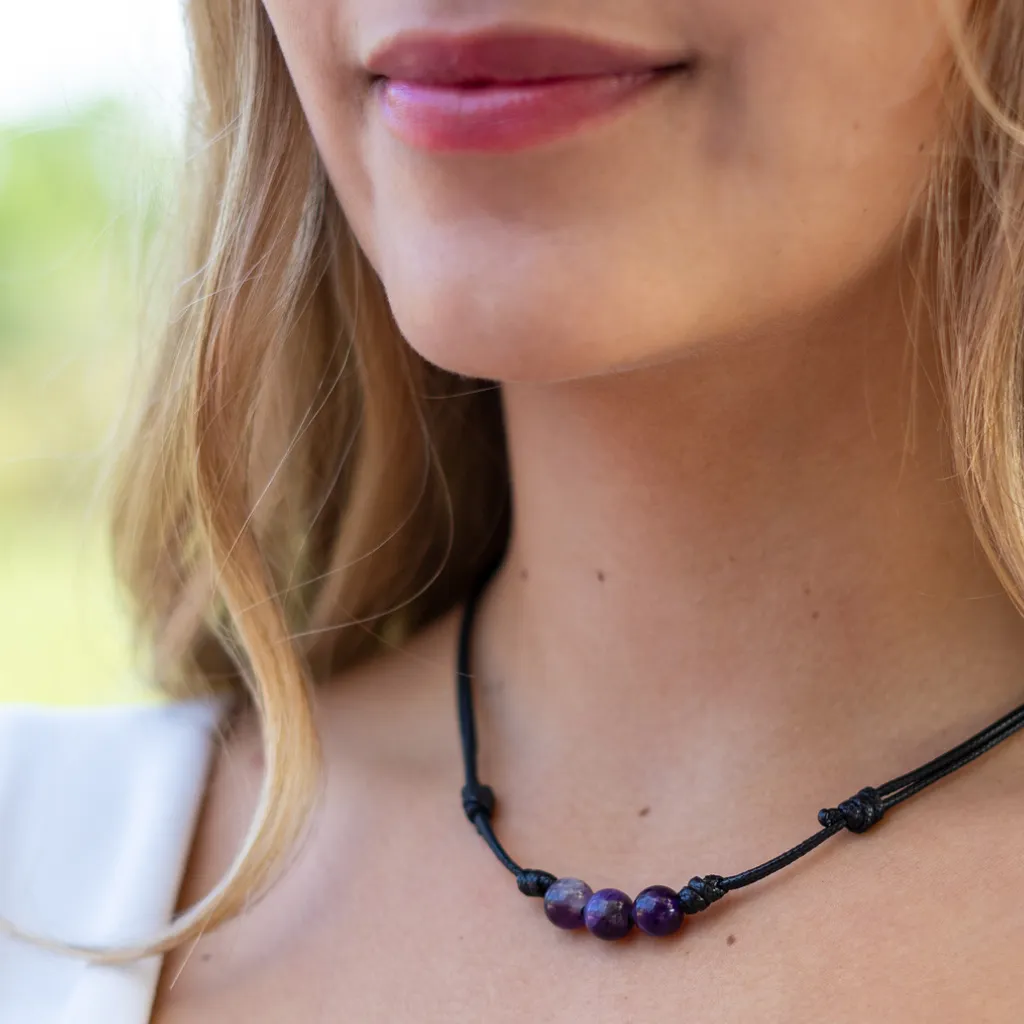 Amethyst Beaded Choker - Serene & Sophisticated