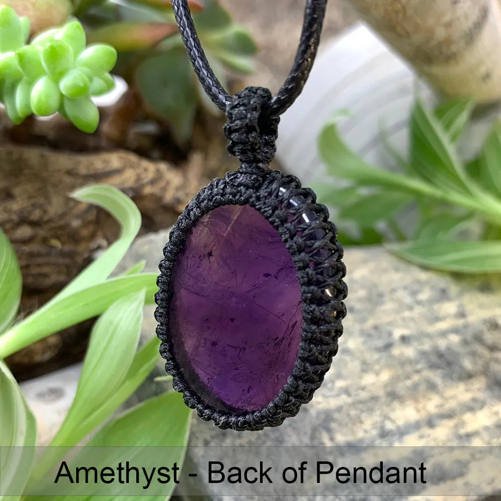 Amethyst Macramé Pendant Necklace