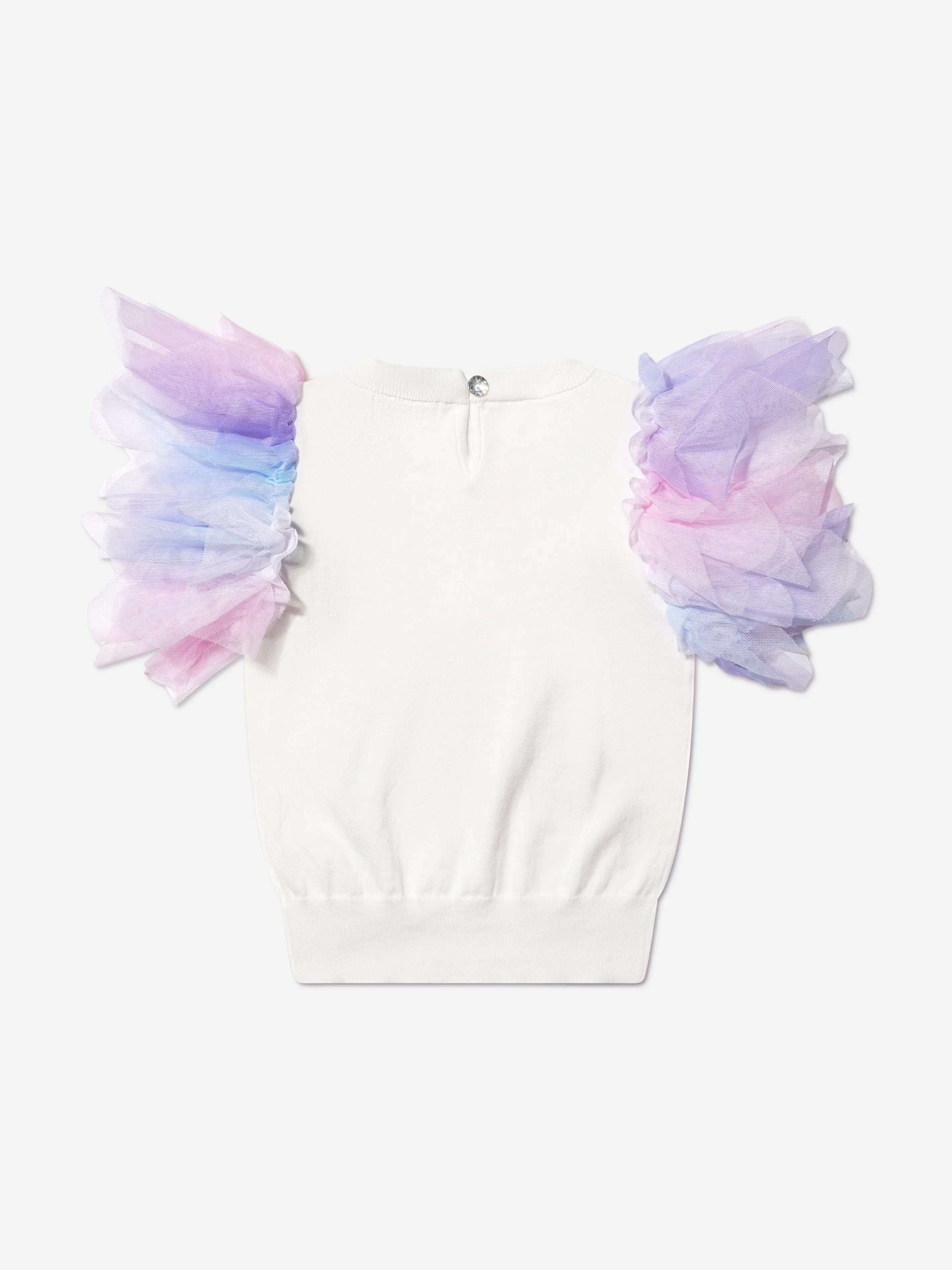 Angels Face Girls Knitted Tulle Trim Top