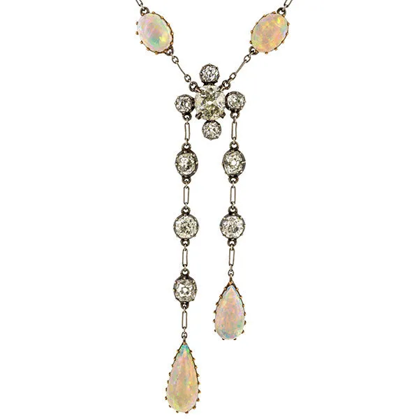 Antique Opal & Diamond Negligee Necklace