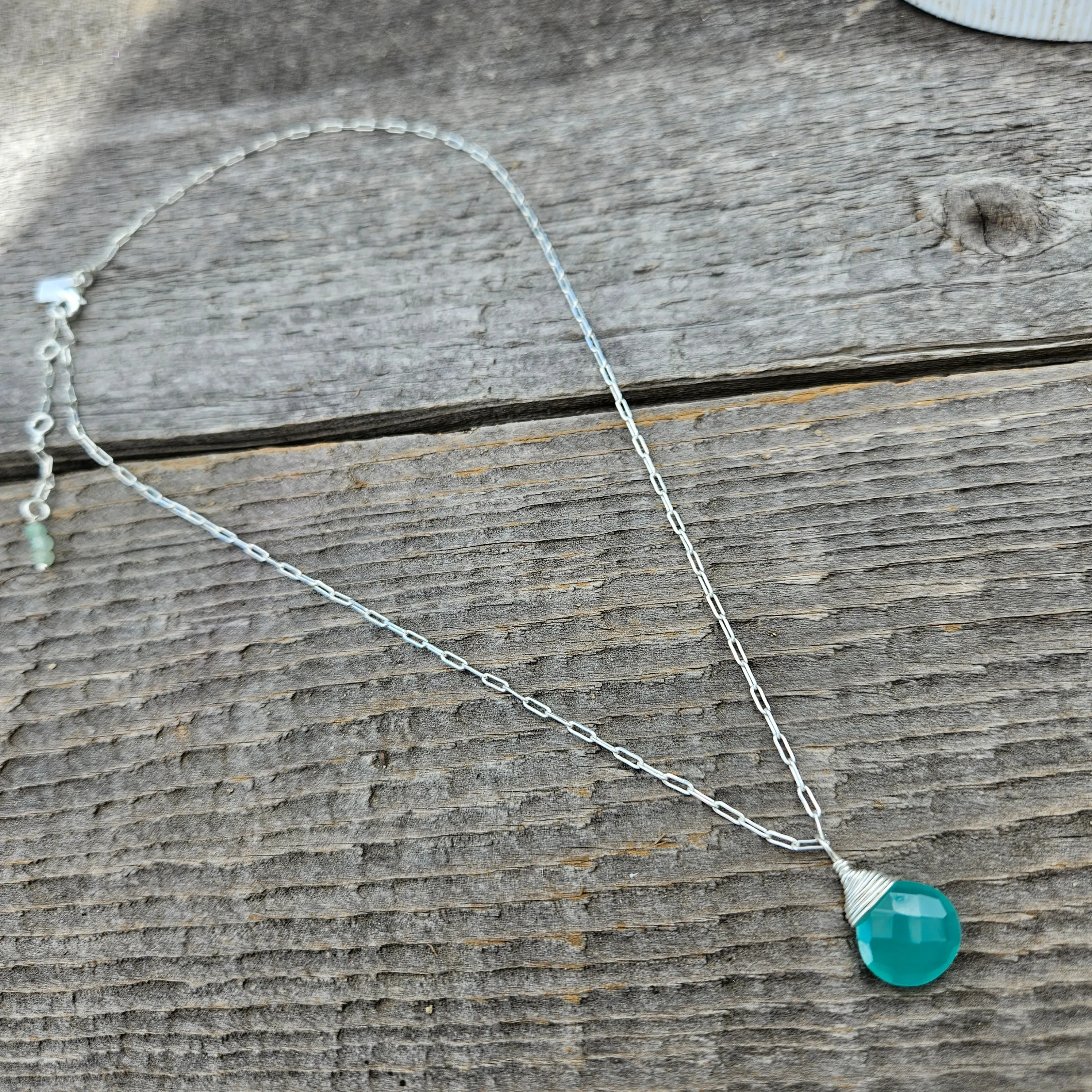 Aqua Chalcedony Journey Necklace - Silver