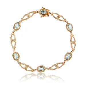 Aquamarine & Diamond Rose Gold Bracelet