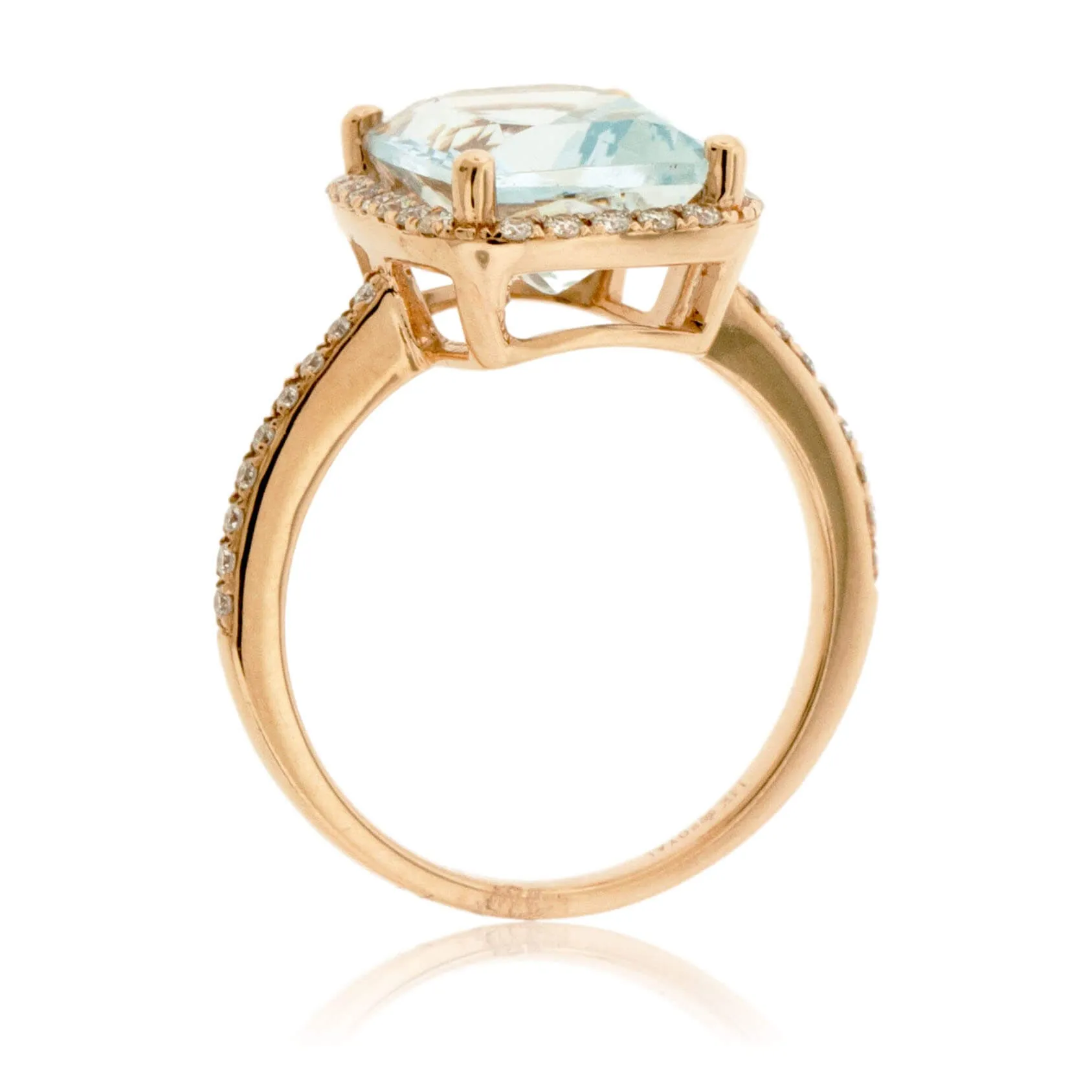 Aquamarine and Diamond Halo Ring