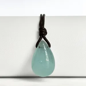 Aquamarine Teardrop Gemstone Pendant - Oceanic Tranquility