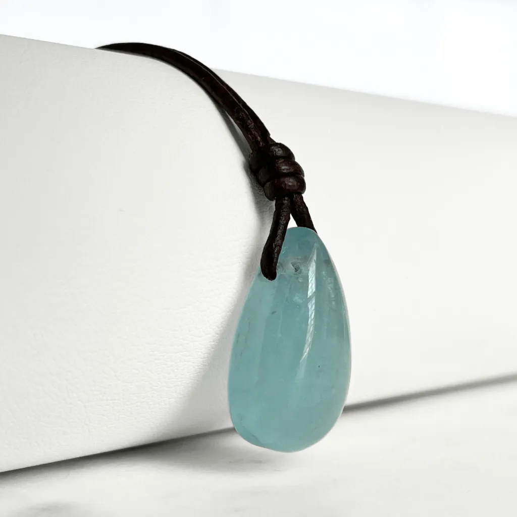 Aquamarine Teardrop Gemstone Pendant - Oceanic Tranquility