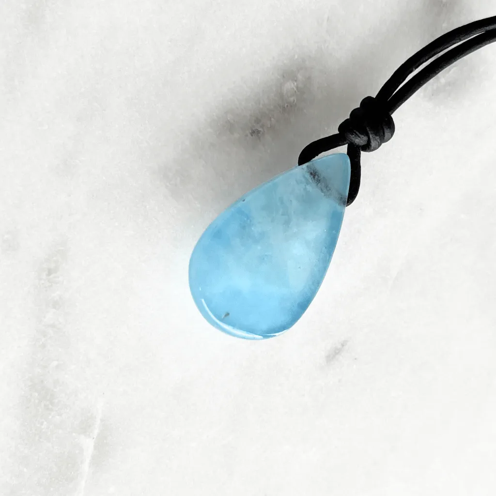 Aquamarine Teardrop Gemstone Pendant - Serene Waters