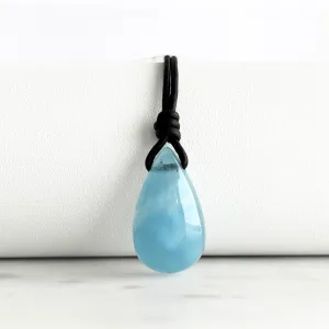 Aquamarine Teardrop Gemstone Pendant - Serene Waters