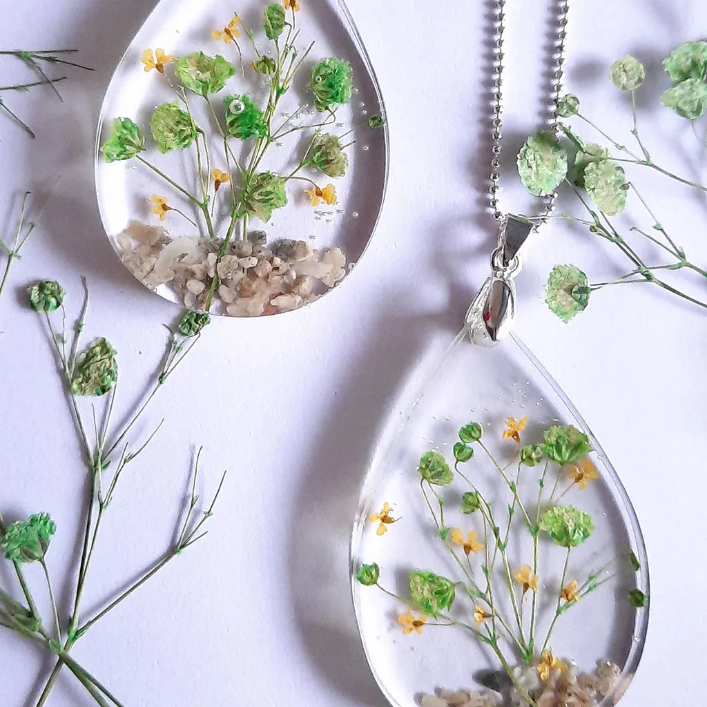 Aquatic Terrarium Real Dried Flower Necklace / Set