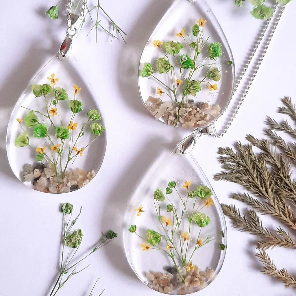 Aquatic Terrarium Real Dried Flower Necklace / Set