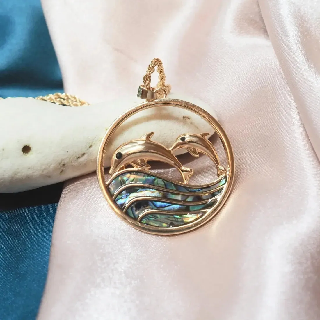 Aurora Dolphin Dance Pendant Hawaiian Necklace