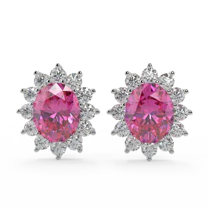 Baby Pink Hand made Zircon silver Earrings (925 Sterling Silver)