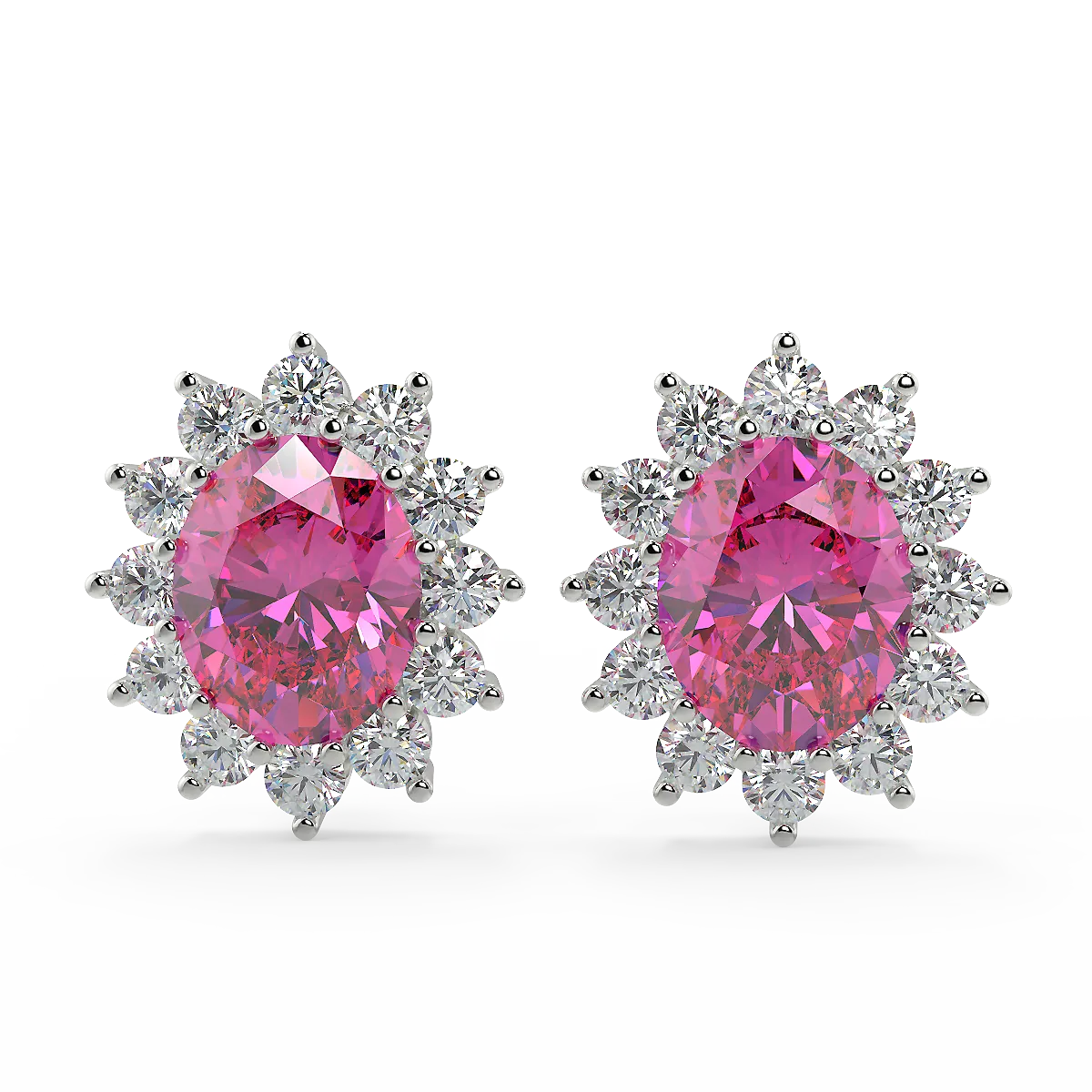 Baby Pink Hand made Zircon silver Earrings (925 Sterling Silver)