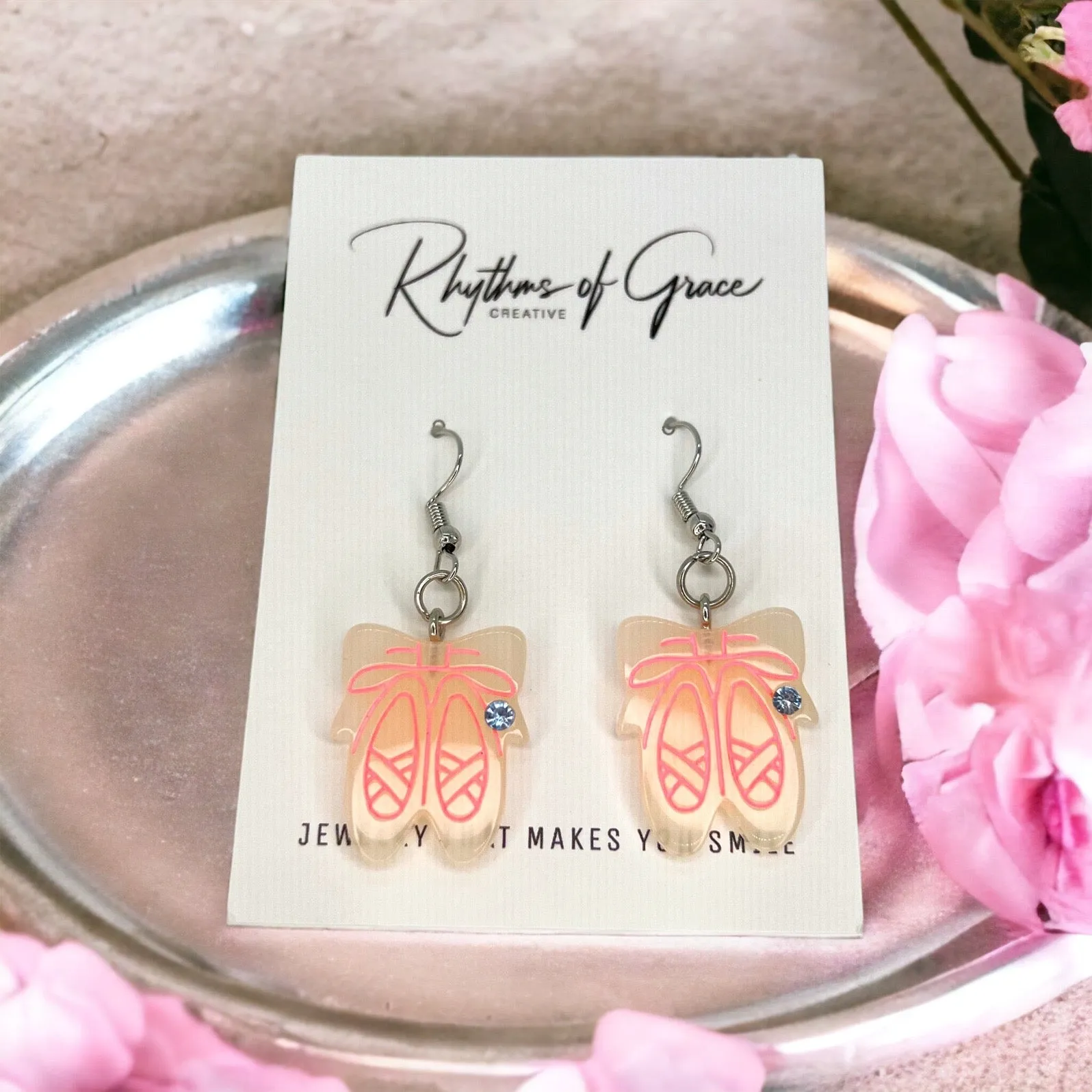 Ballerina Earrings - Ballet Slippers, Handmade Jewelry, Ballet Earrings, Handmade Jewelry, Dancer Earrings, Ballet Shoes, Dancer Jewelry