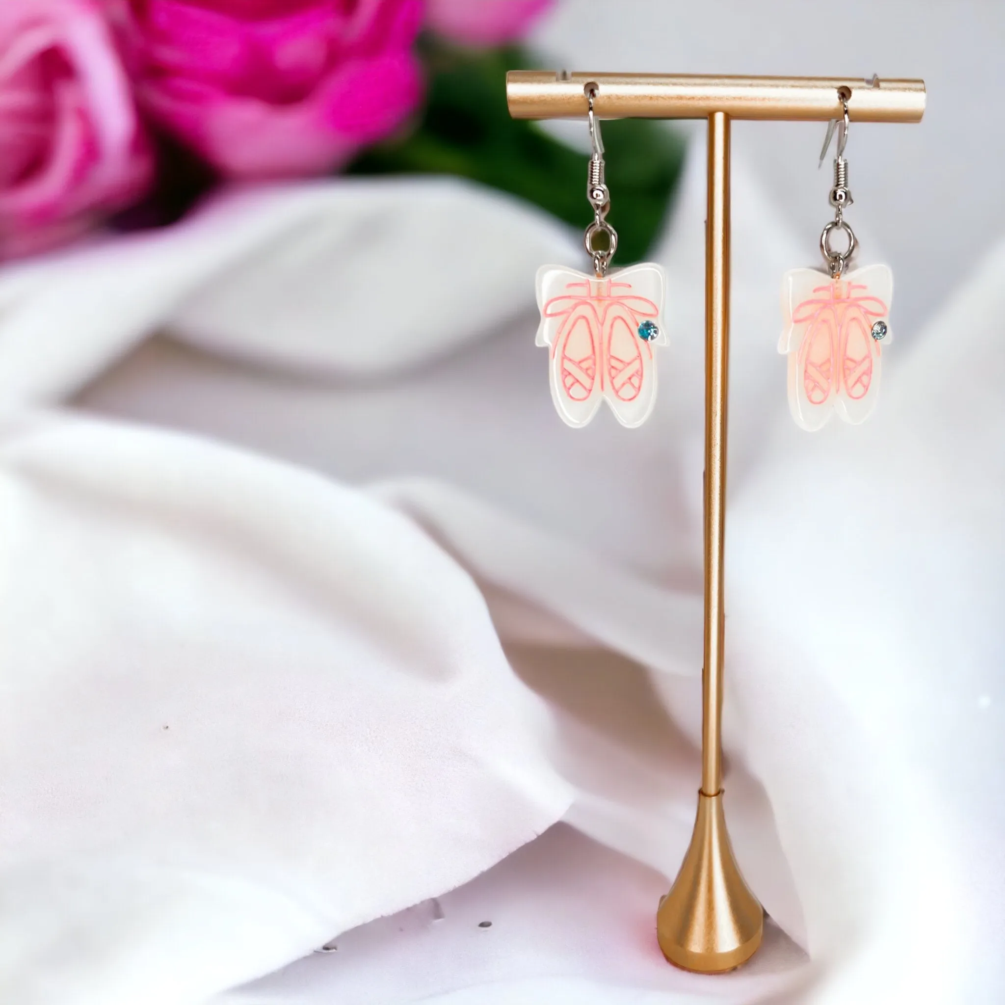 Ballerina Earrings - Ballet Slippers, Handmade Jewelry, Ballet Earrings, Handmade Jewelry, Dancer Earrings, Ballet Shoes, Dancer Jewelry