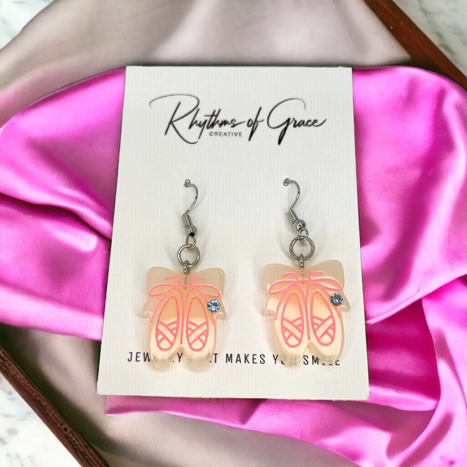 Ballerina Earrings - Ballet Slippers, Handmade Jewelry, Ballet Earrings, Handmade Jewelry, Dancer Earrings, Ballet Shoes, Dancer Jewelry