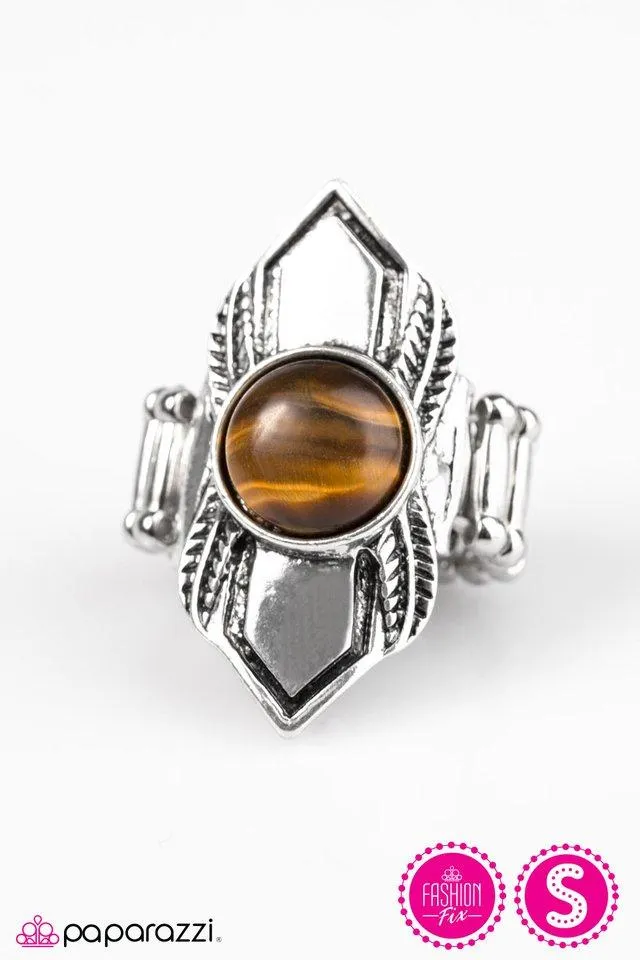 Bead Courageous Silver and Brown Tiger's Eye Ring - Paparazzi Accessories