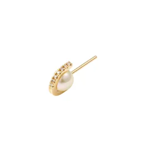 Beluga Pearl Diamond Earring