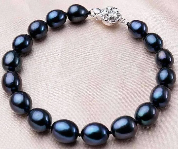 Black Genuine Tahitian Freshwater Pearl Bracelet for Women