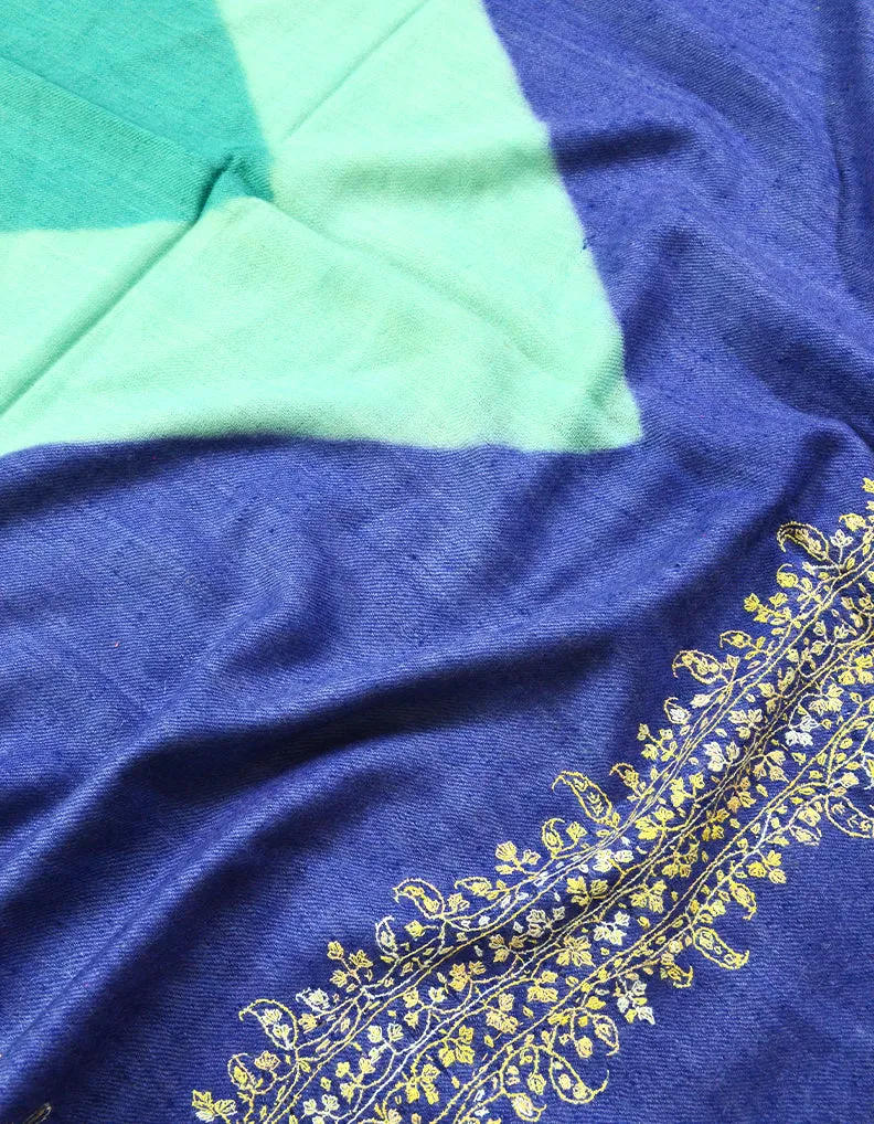 Blue and Sky Blue Embroidery Pashmina Stole 7253