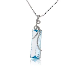 Blue Topaz with Draped Elegant Diamond Accents Pendant