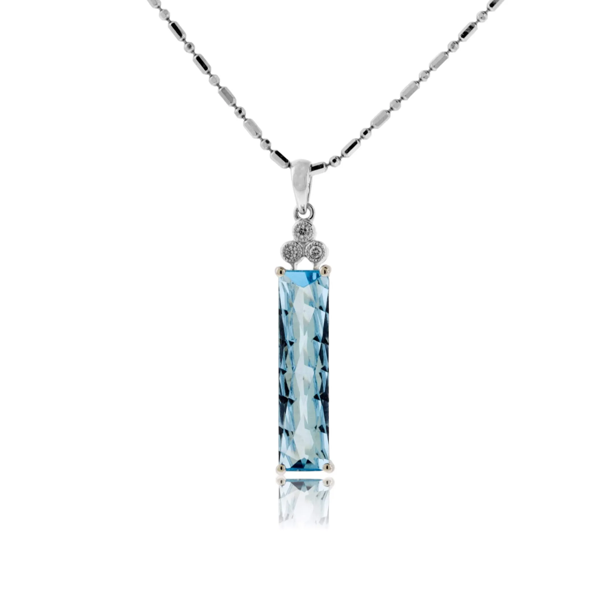 Blue Topaz with Elegant Diamond Accents Pendant