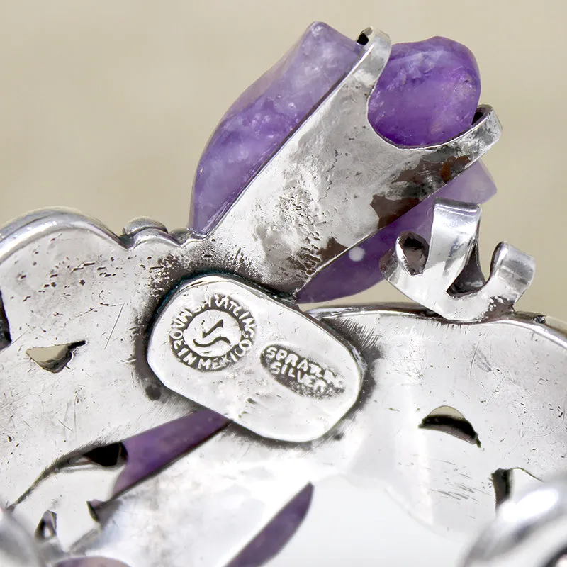 Breathtaking Spratling Silver & Amethyst Flower Cuff